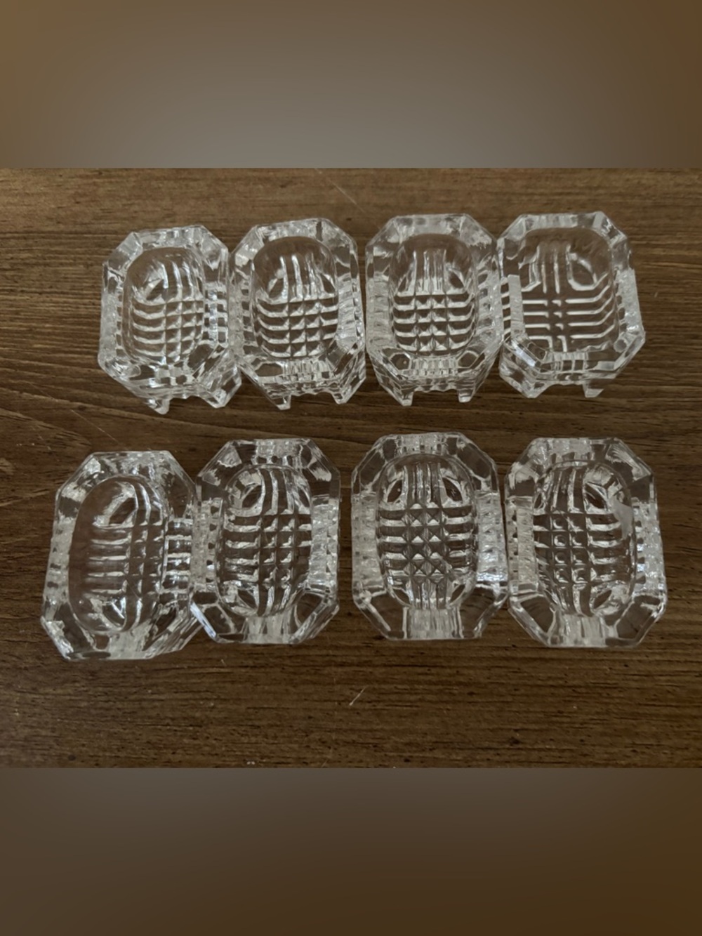 Vintage Set of 8 Clear Pressed Glass salt dips.
